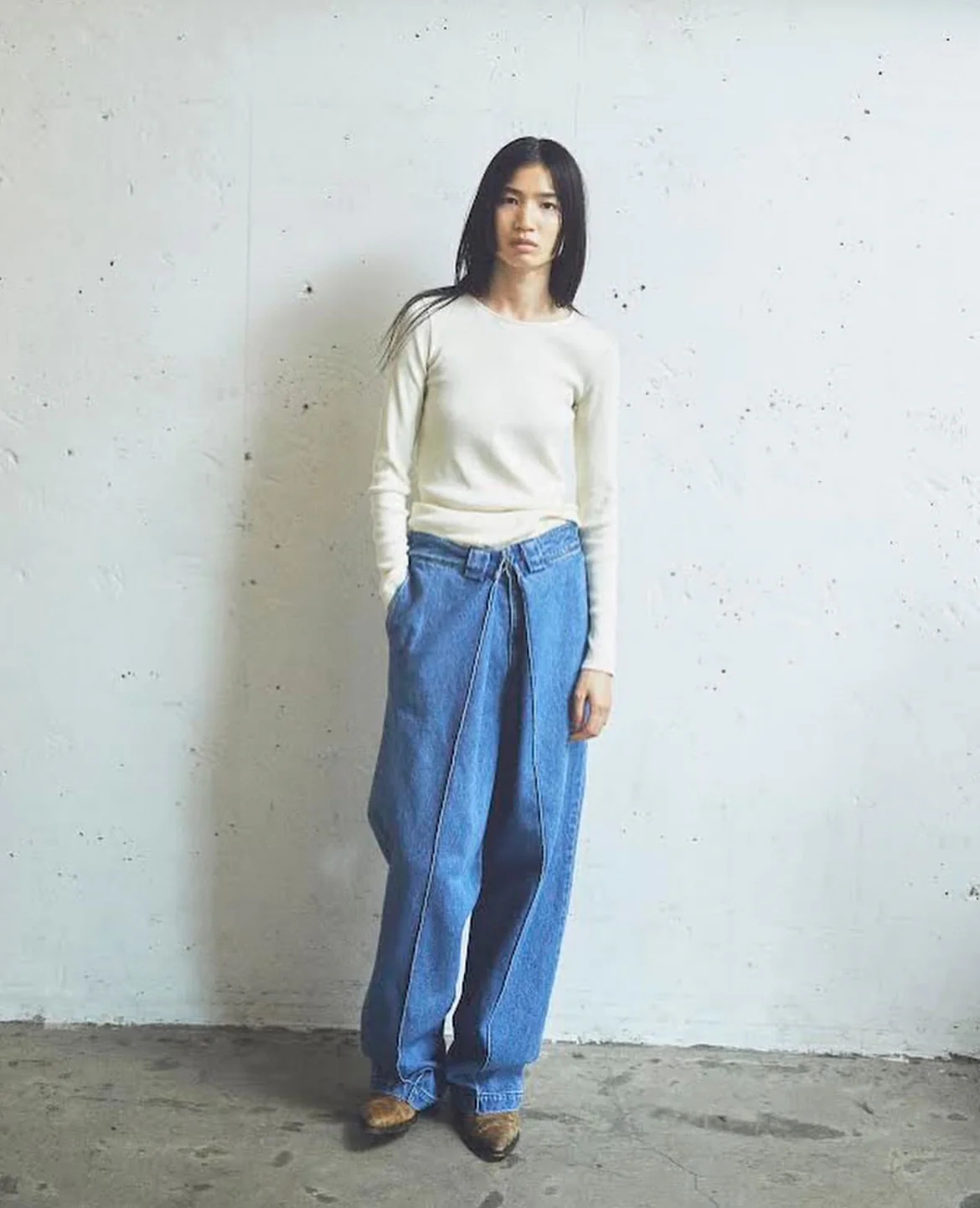 Big Tuck Denim Trouser