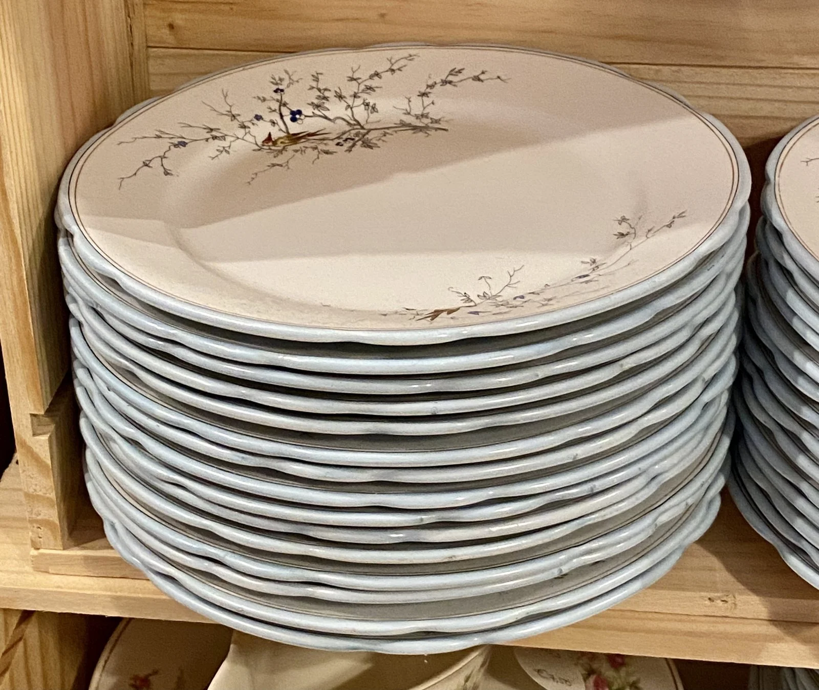 Dinerbord – geschulpte rand – Petrus Regout – décor VOGELZANG