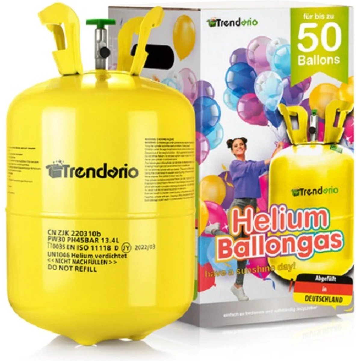 TRENDARIO heliumtank voor 50 ballonnen van 9″of 23cm