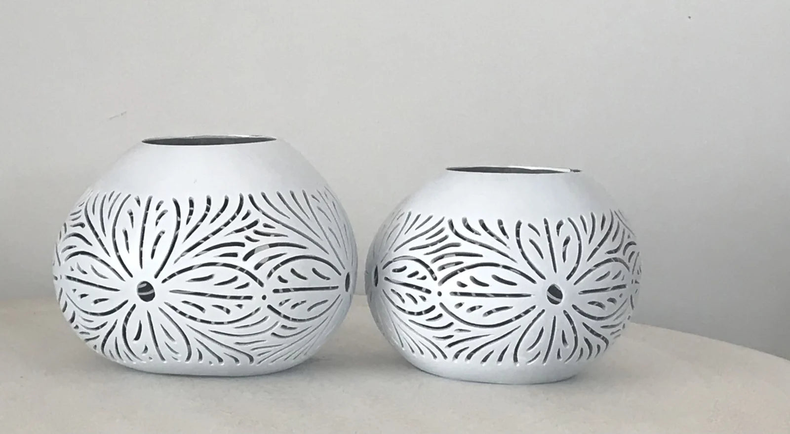 Cocosnoot waxinelicht print bloem wit