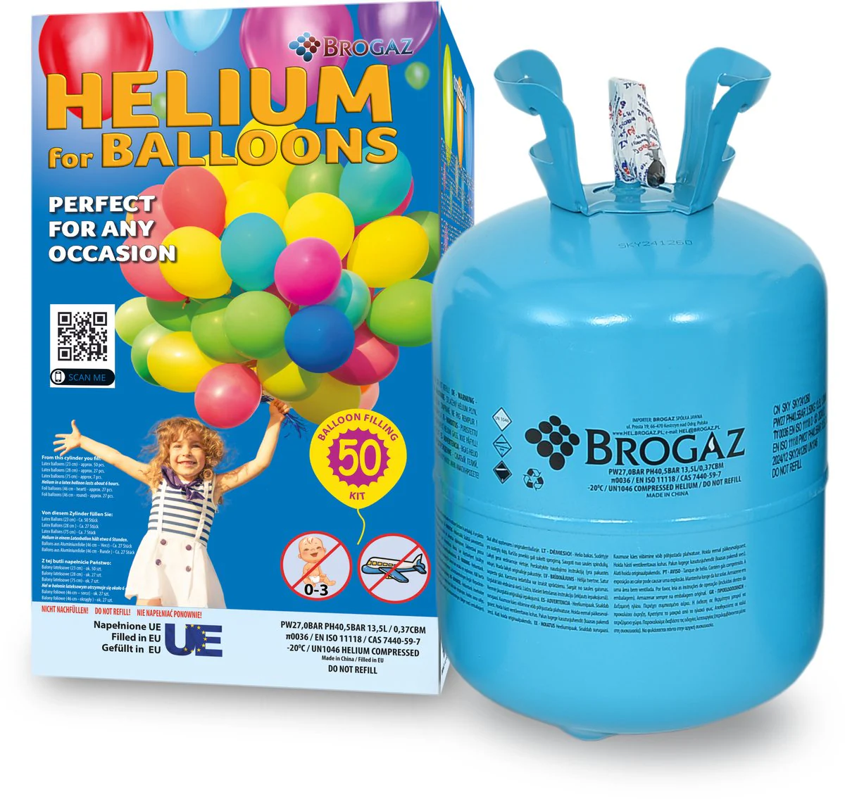 Brogaz Heliumtank (50 ballonnen) maat L