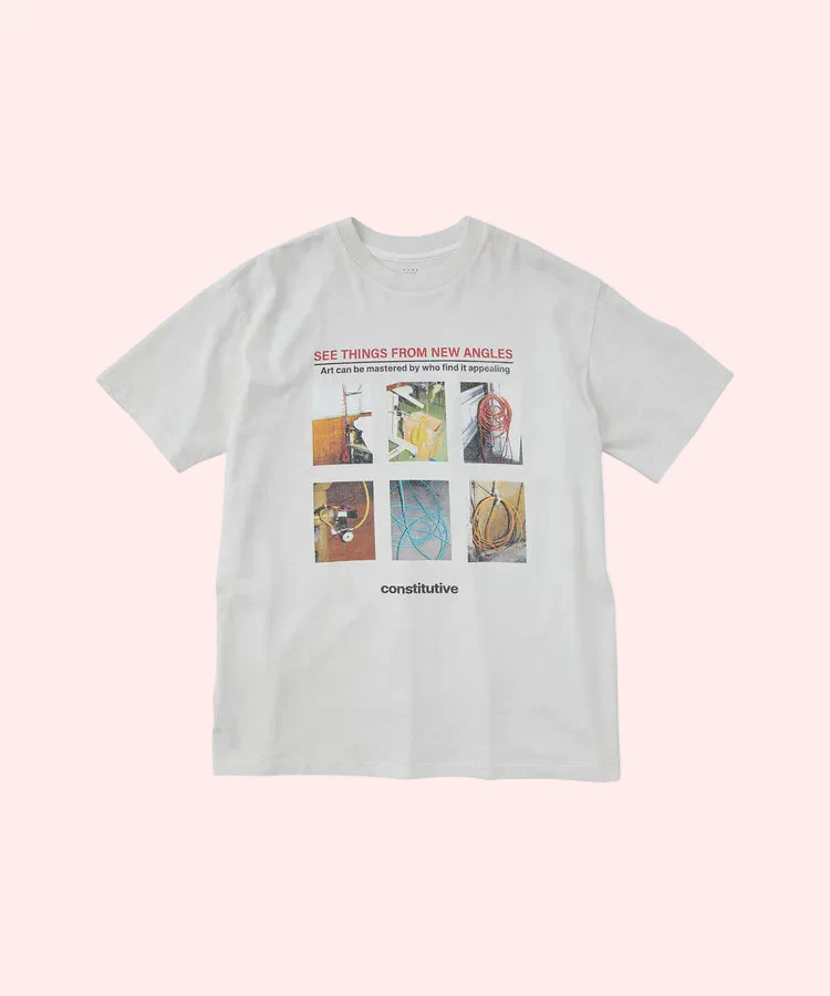 t-shirt 17/-ROUND SHAPE DYED TEE “Constitutive” White