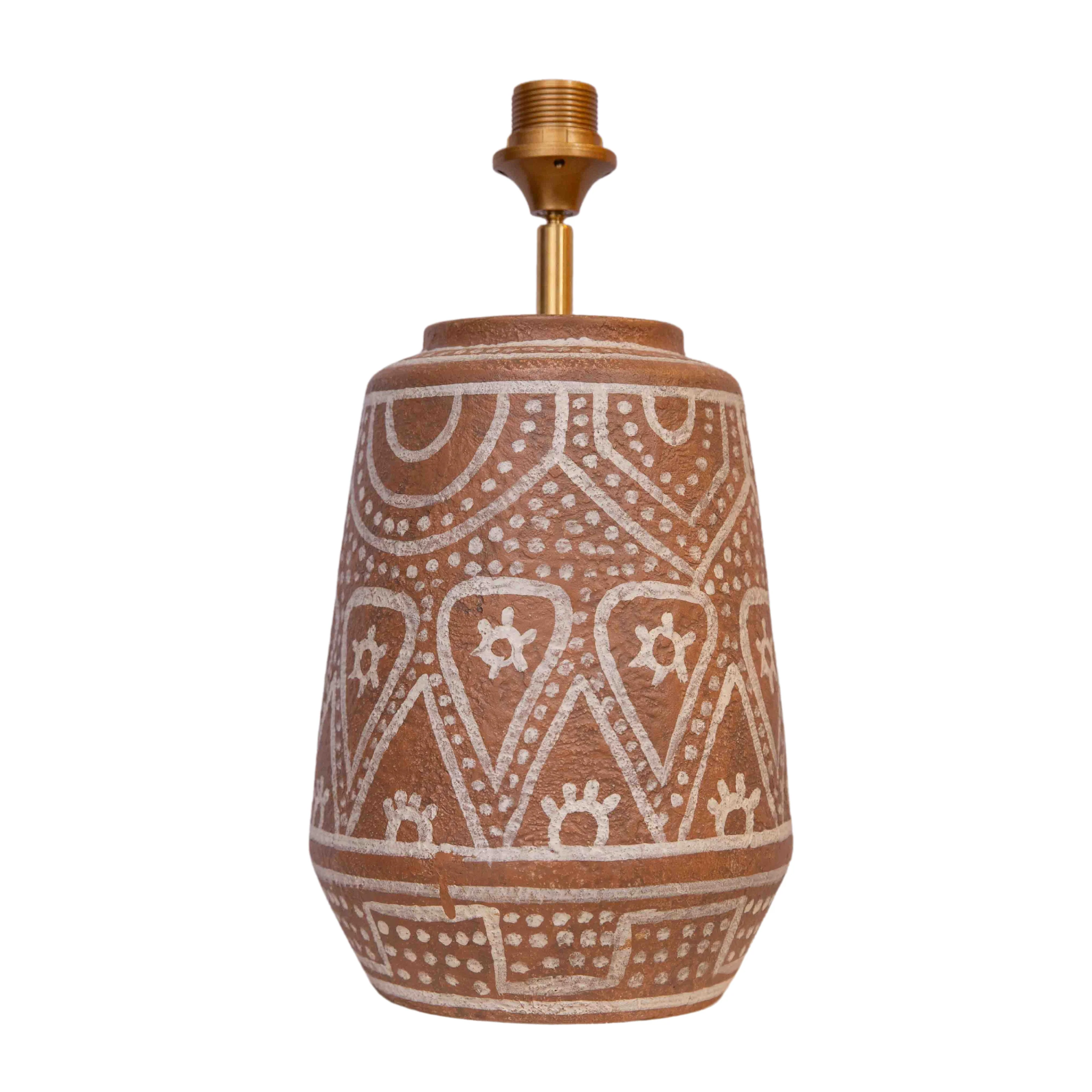 Lampenvoet Afrikaanse pot witte tekening Lampenvoet Afrikaanse pot witte tekening