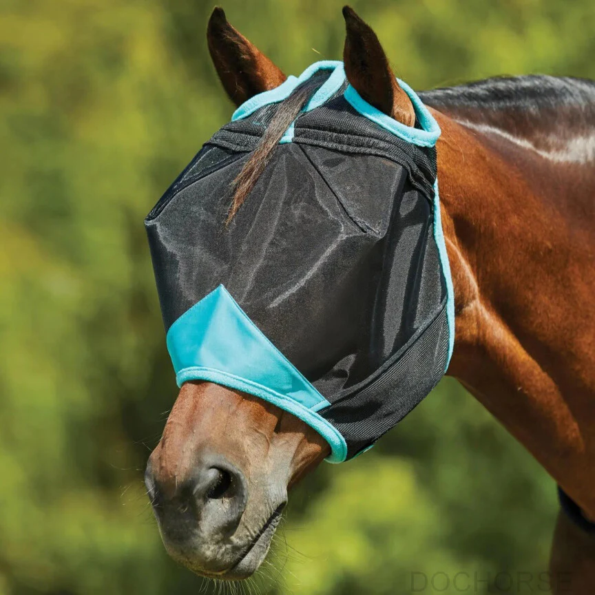 Weatherbeeta Comfitec Deluxe Mask Fine Mask, Zwart – Turquoise