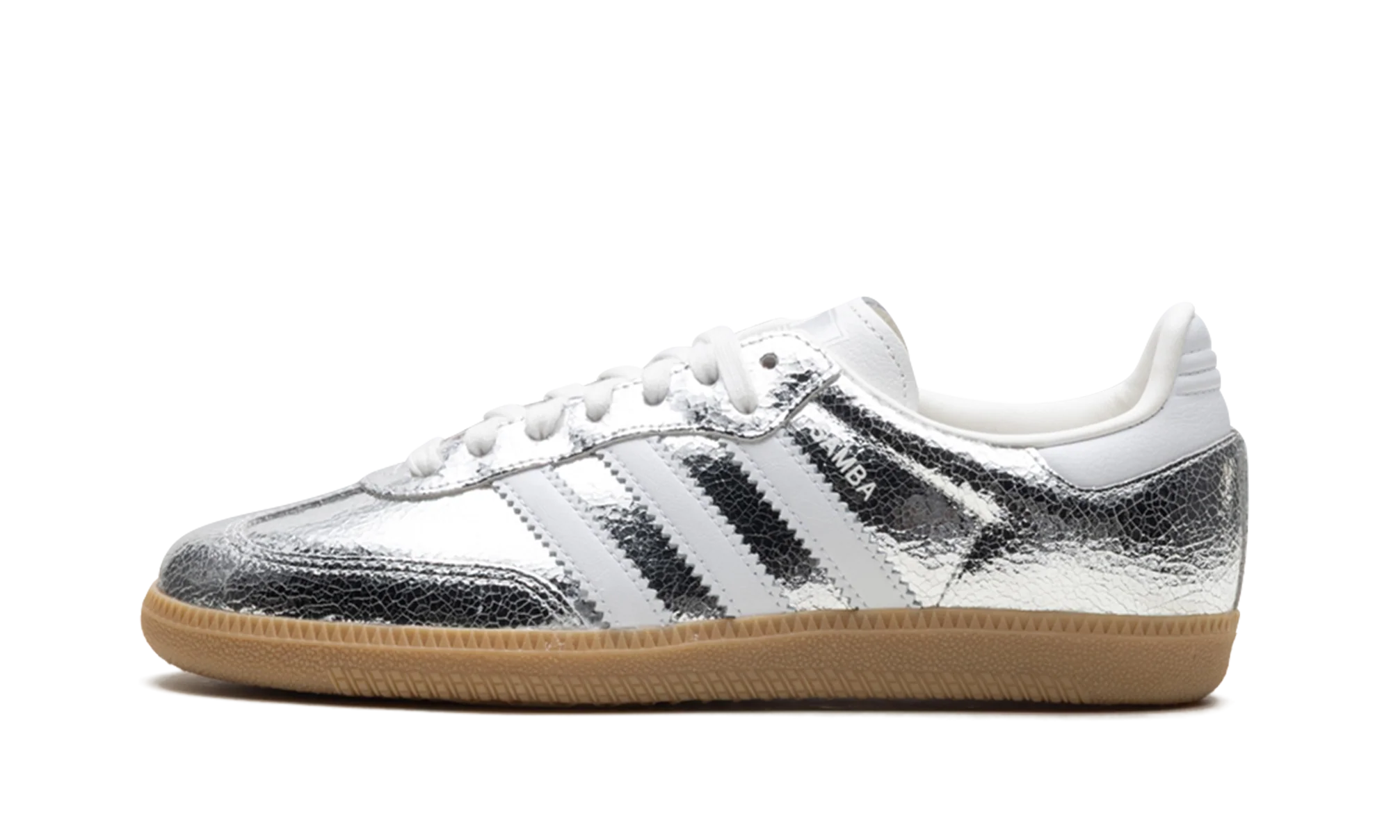 Adidas Samba OG Silver Metallic Cracked Leather Adidas Samba OG Silver Metallic Cracked Leather