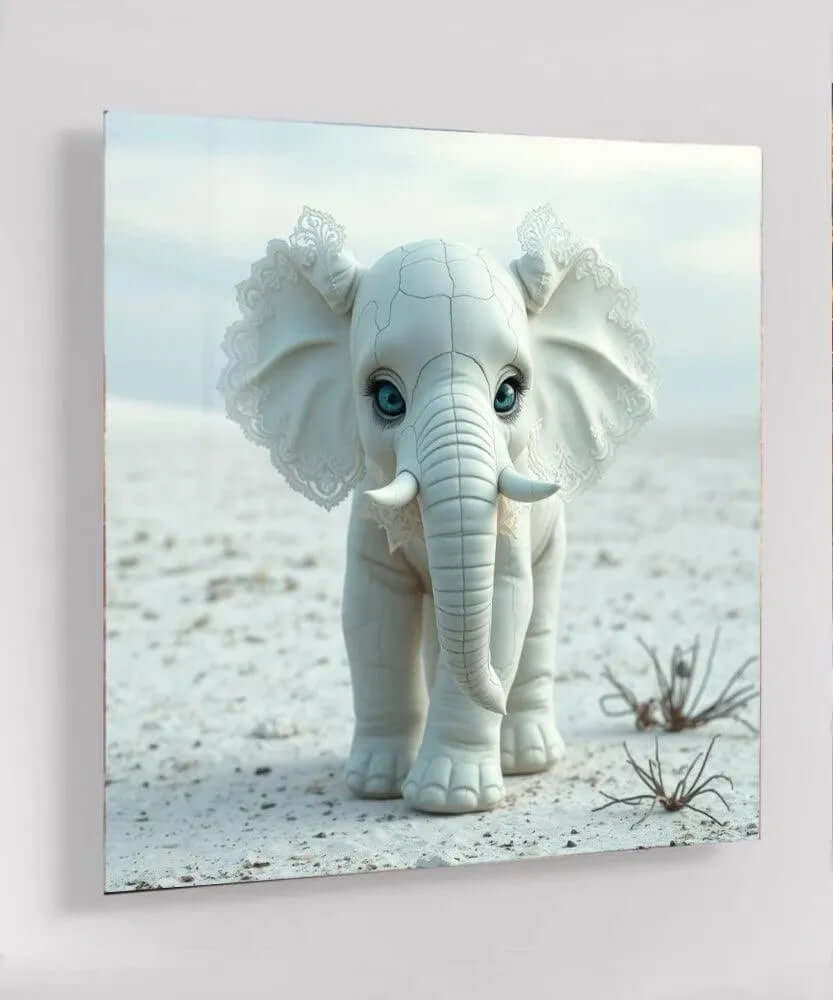 Glas Schilderij Baby Elephant Artwork