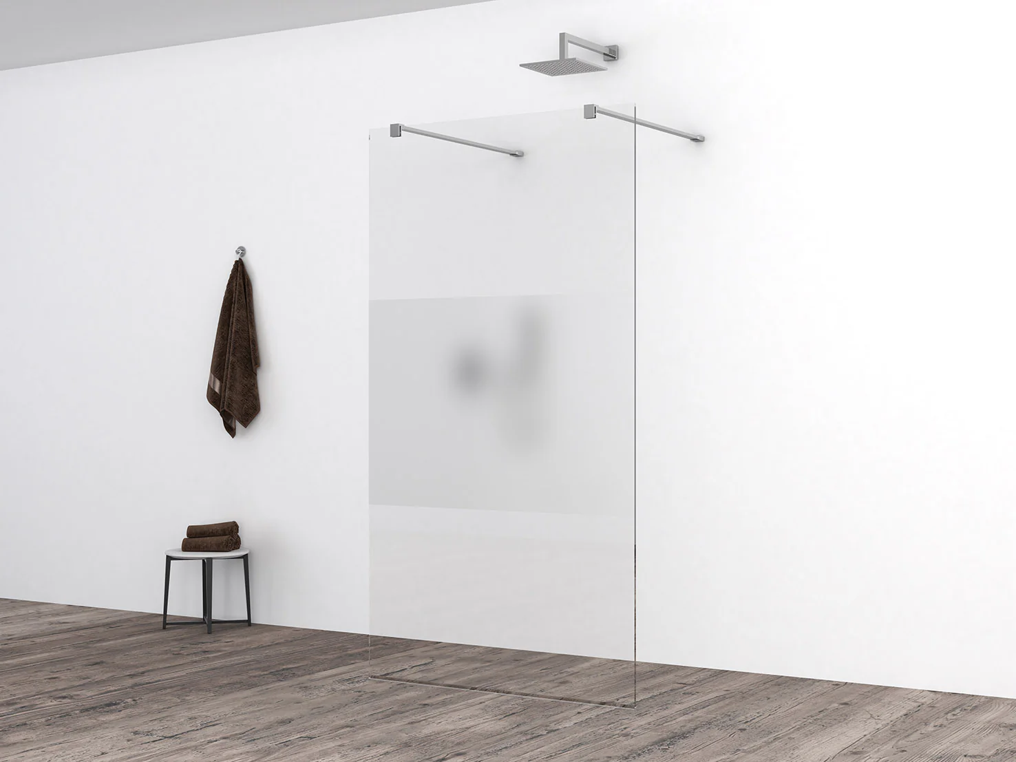 Slim glasplaat 800 x 2000 x 8 mm nano helder glas met melkglas middenband