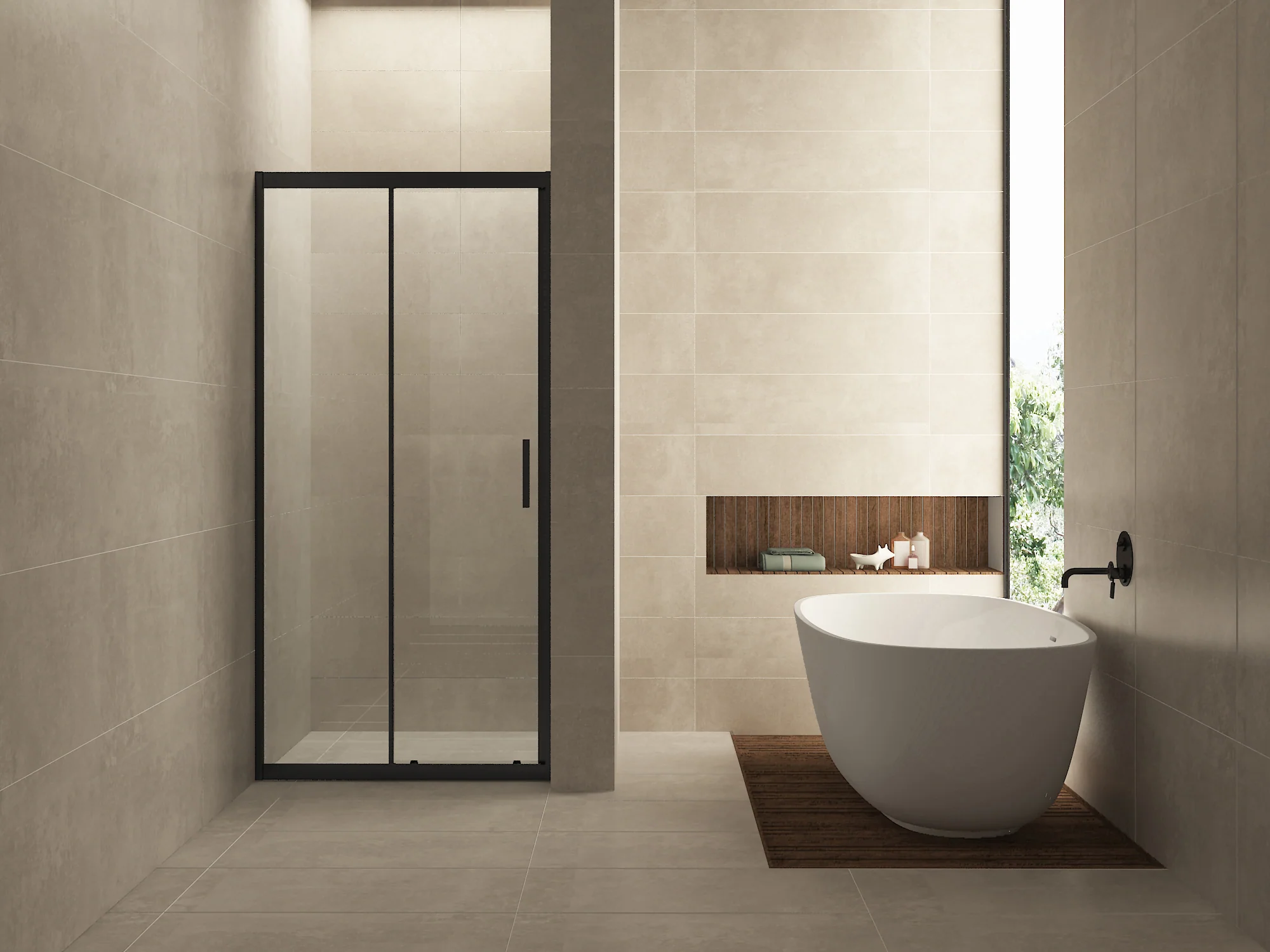 Skyline nis schuifdeur 1100 x 2000 x 8 mm nano helder glas/mat zwart