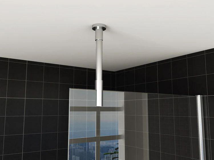 Stabilisatiestang met plafondbevestiging inkortbaar rond 100 cm chroom