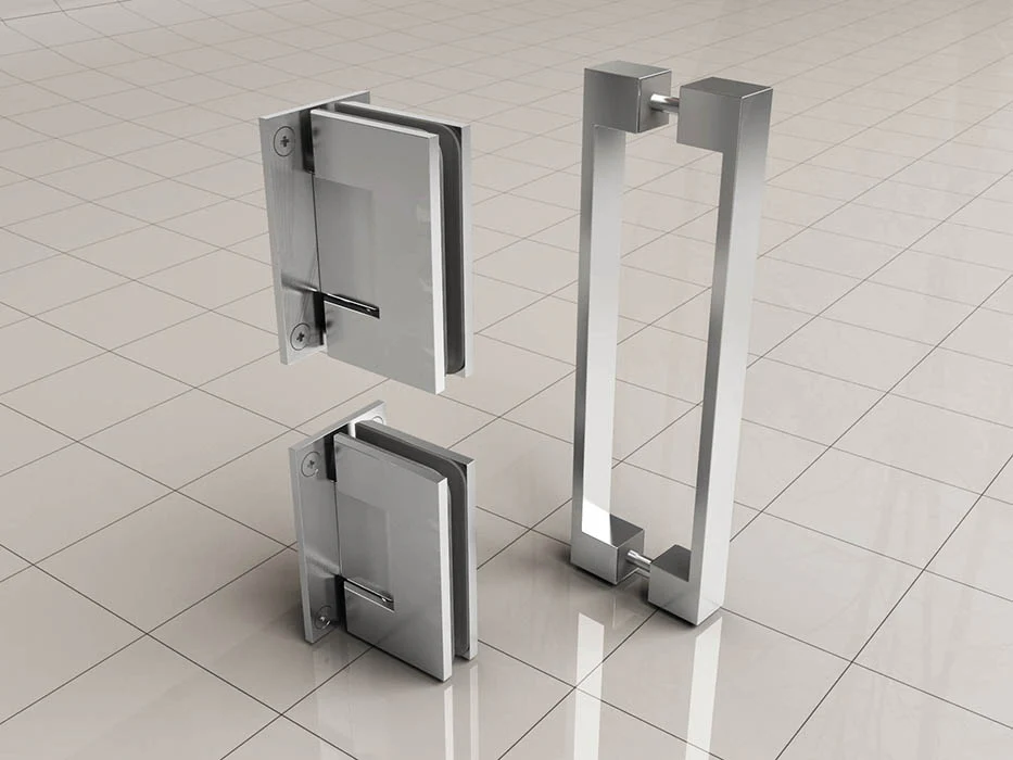 Less scharnierset en greep voor profielloze nisdeur chroom