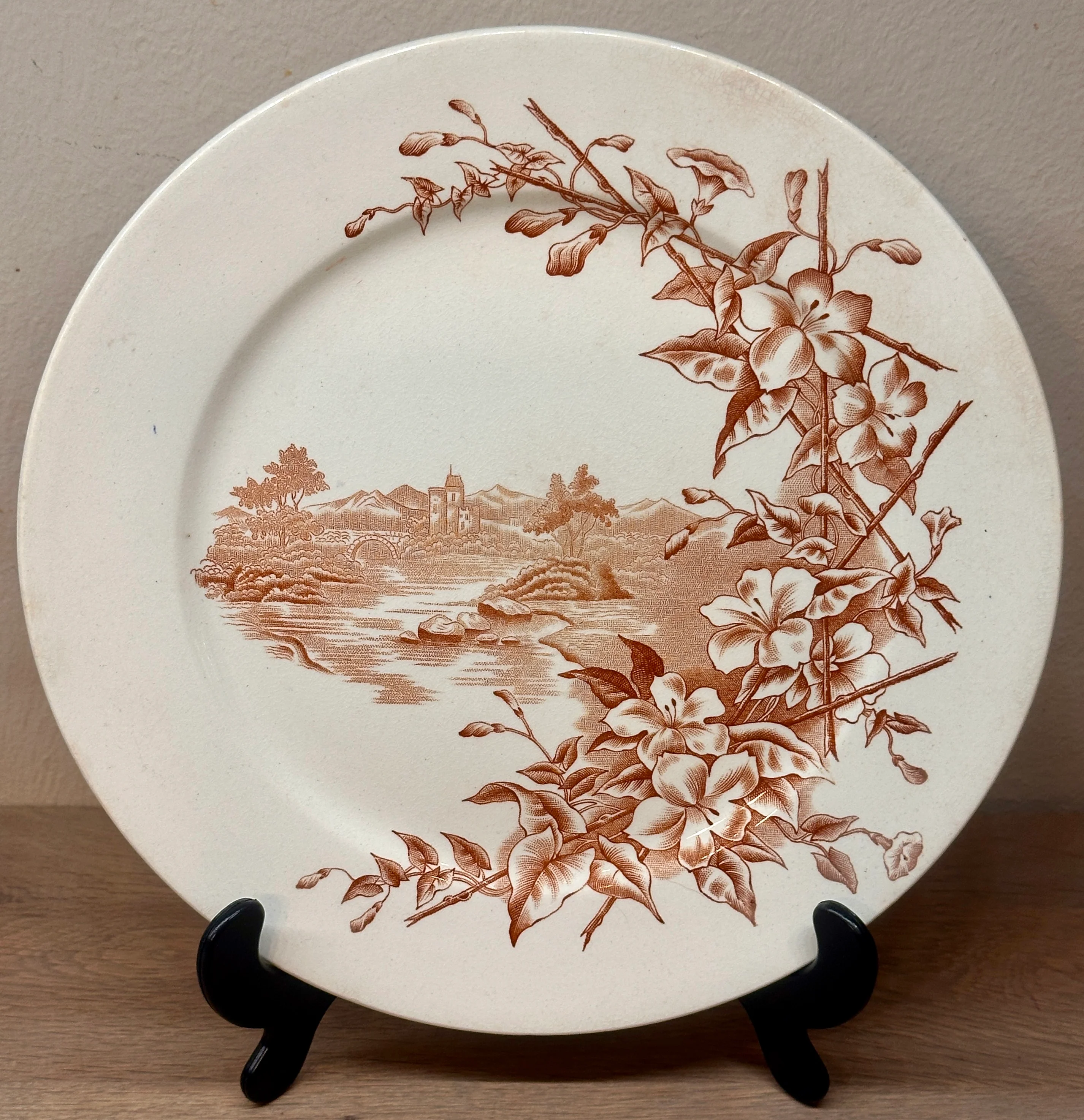 Dinerbord / Eetbord – B.F.K (Boch Frères) – décor COTAGE uitgevoerd in bruin