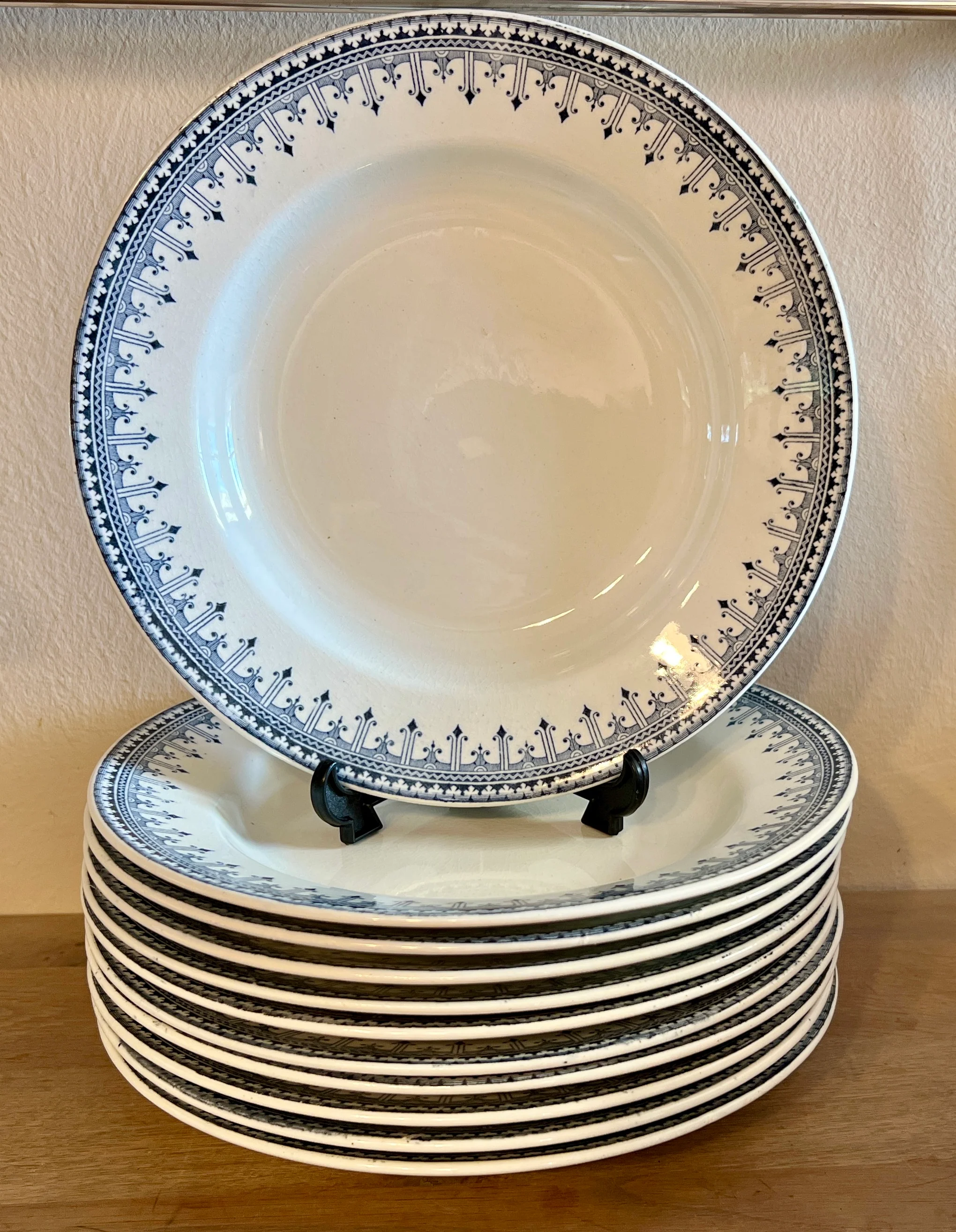 Diep bord / Soepbord / Pastabord – Petrus Regout – decor BORDURE uitgevoerd in blauw / jeansblauw