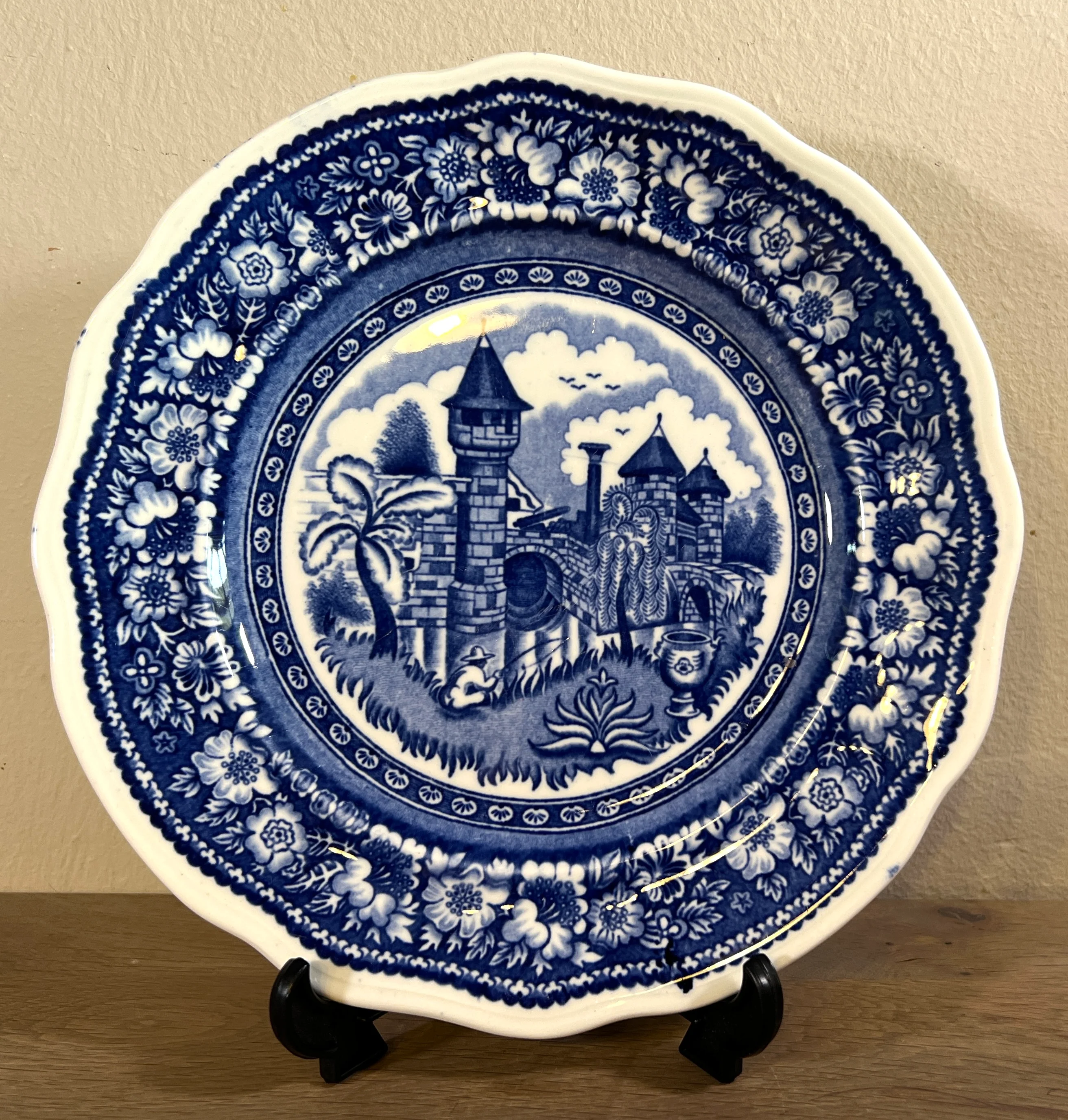 Ontbijtbord / Desertbord – Petrus Regout – décor VINKTOREN uitgevoerd in blauw