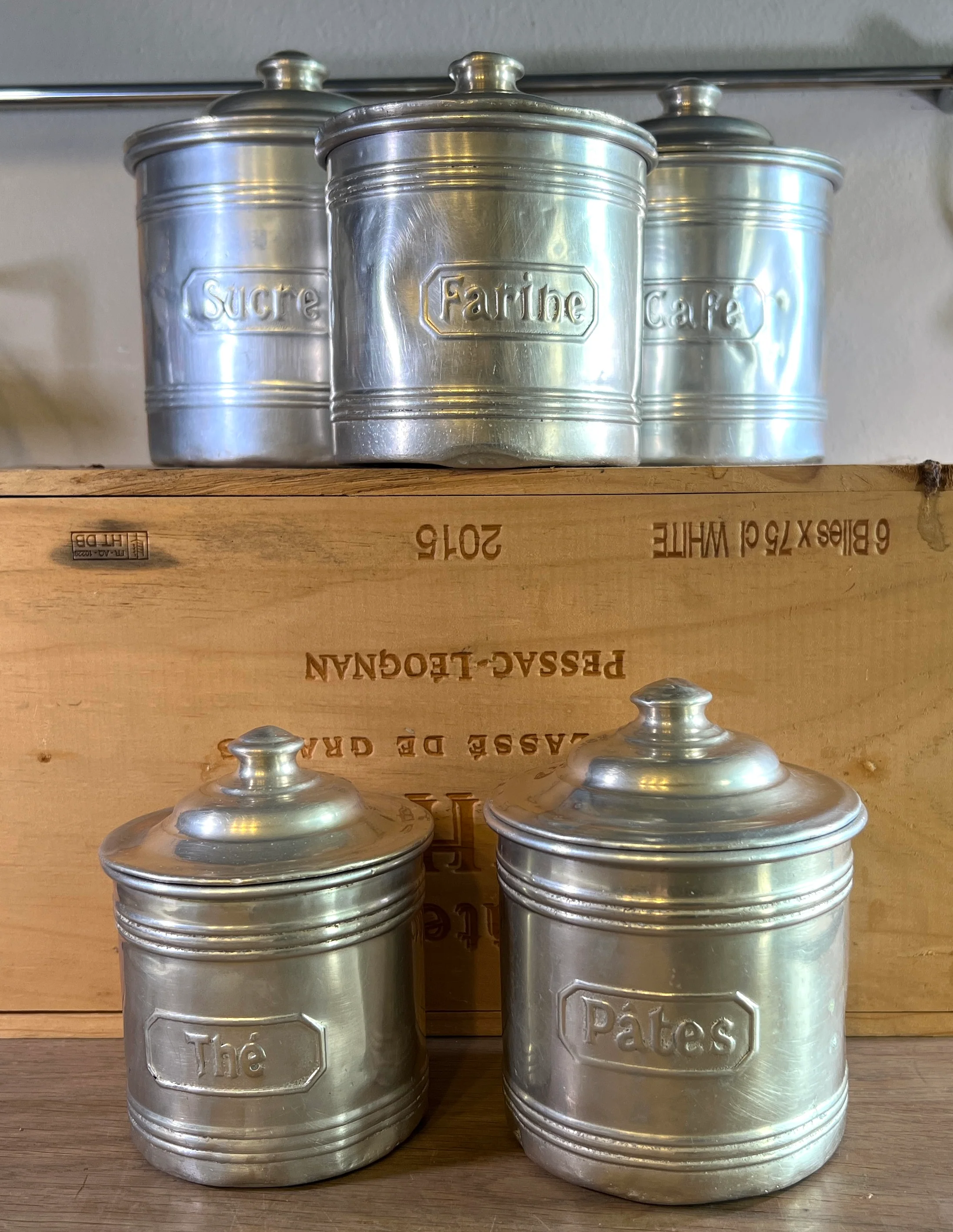 Voorraadpottenset – 5-delig – uitgevoerd in aluminium met franstalige opdruk Voorraadpottenset – 5-delig – uitgevoerd in aluminium met franstalige opdruk
