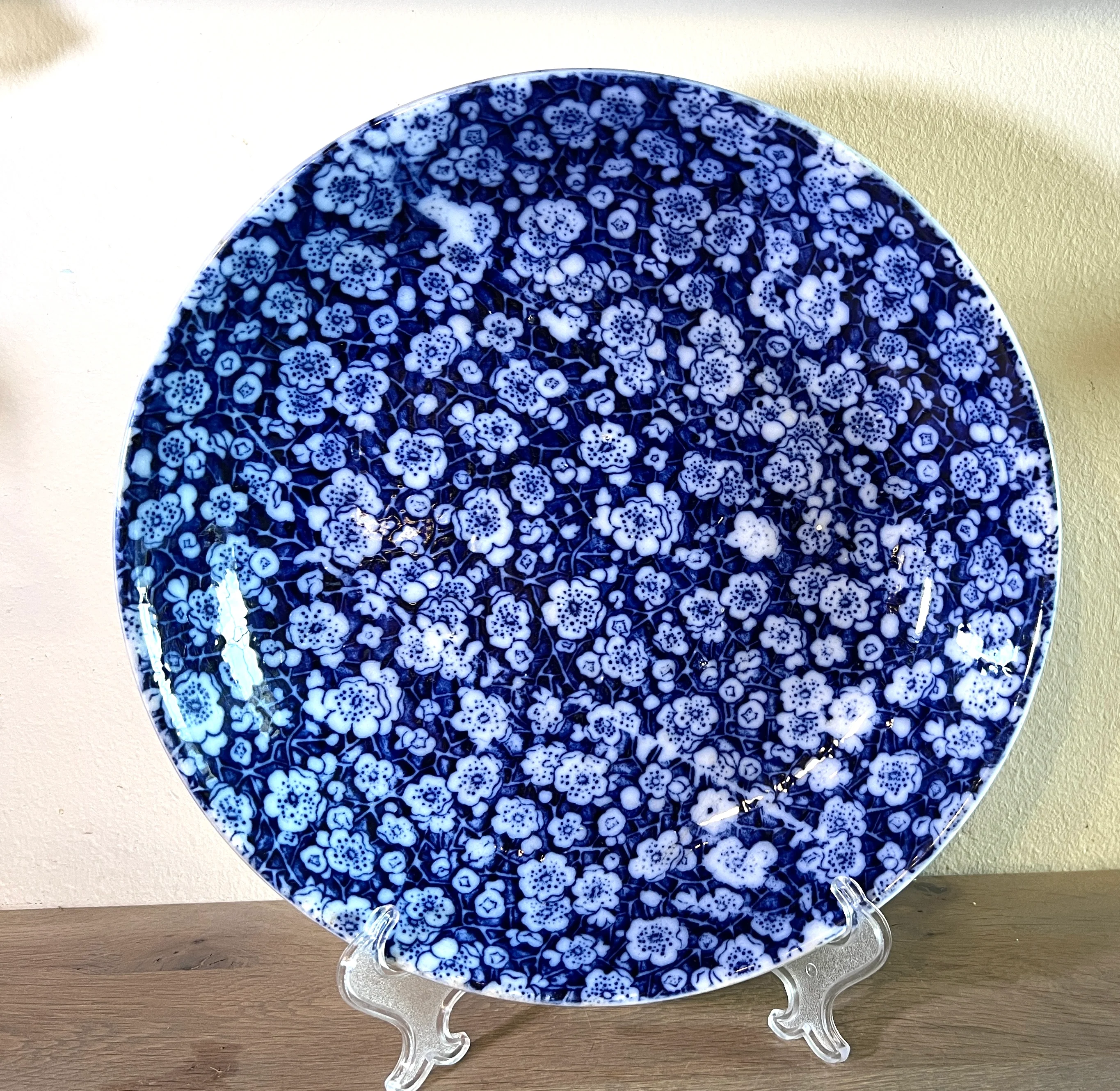 Saladeschaal / Kom – middelhoog model – Petrus Regout – décor ALLA uitgevoerd in blauw