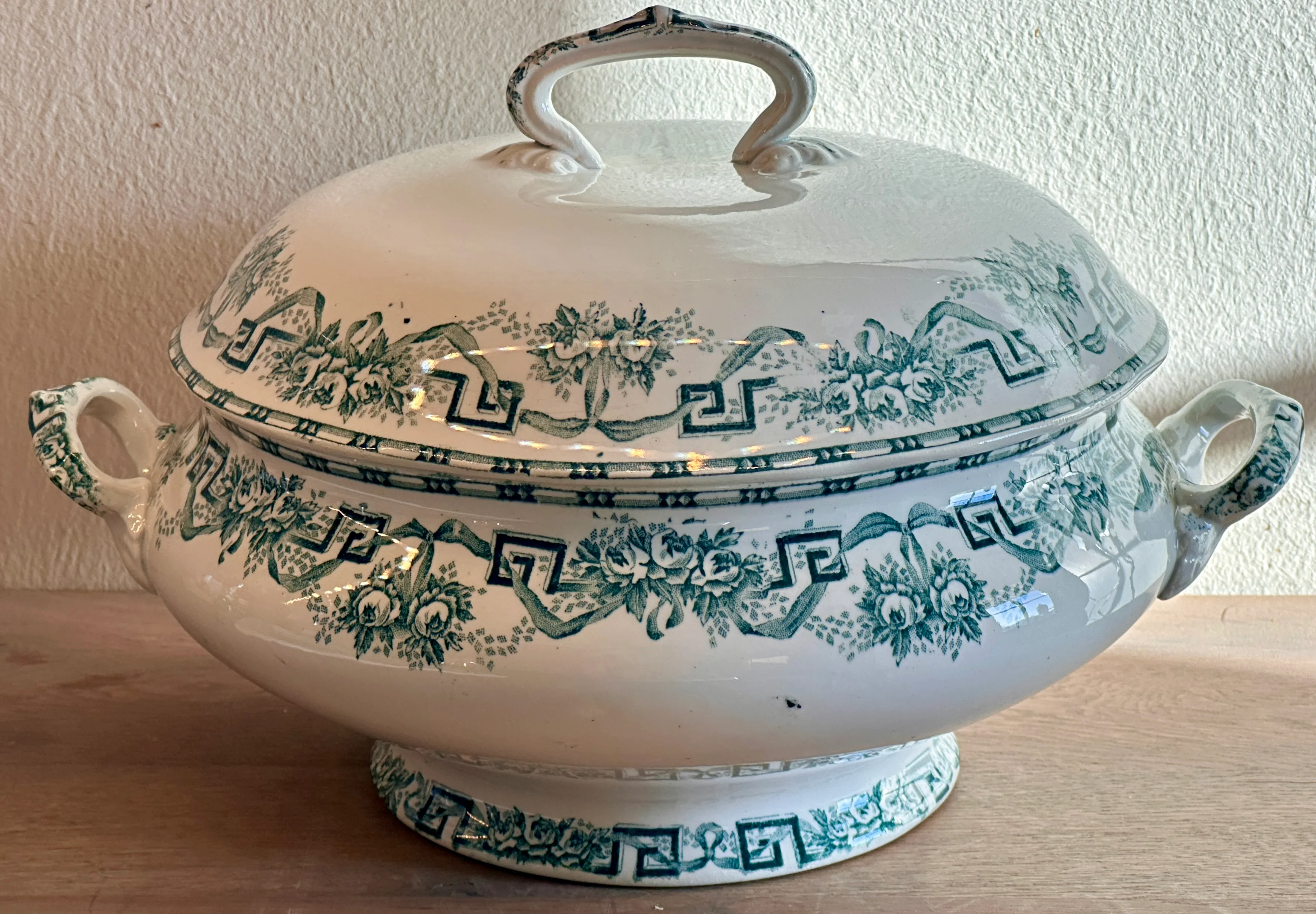 Dekschaal / Terrine – Moulin des Loups & Hamage Nord – decor ATHENES uitgevoerd in petrol kleur