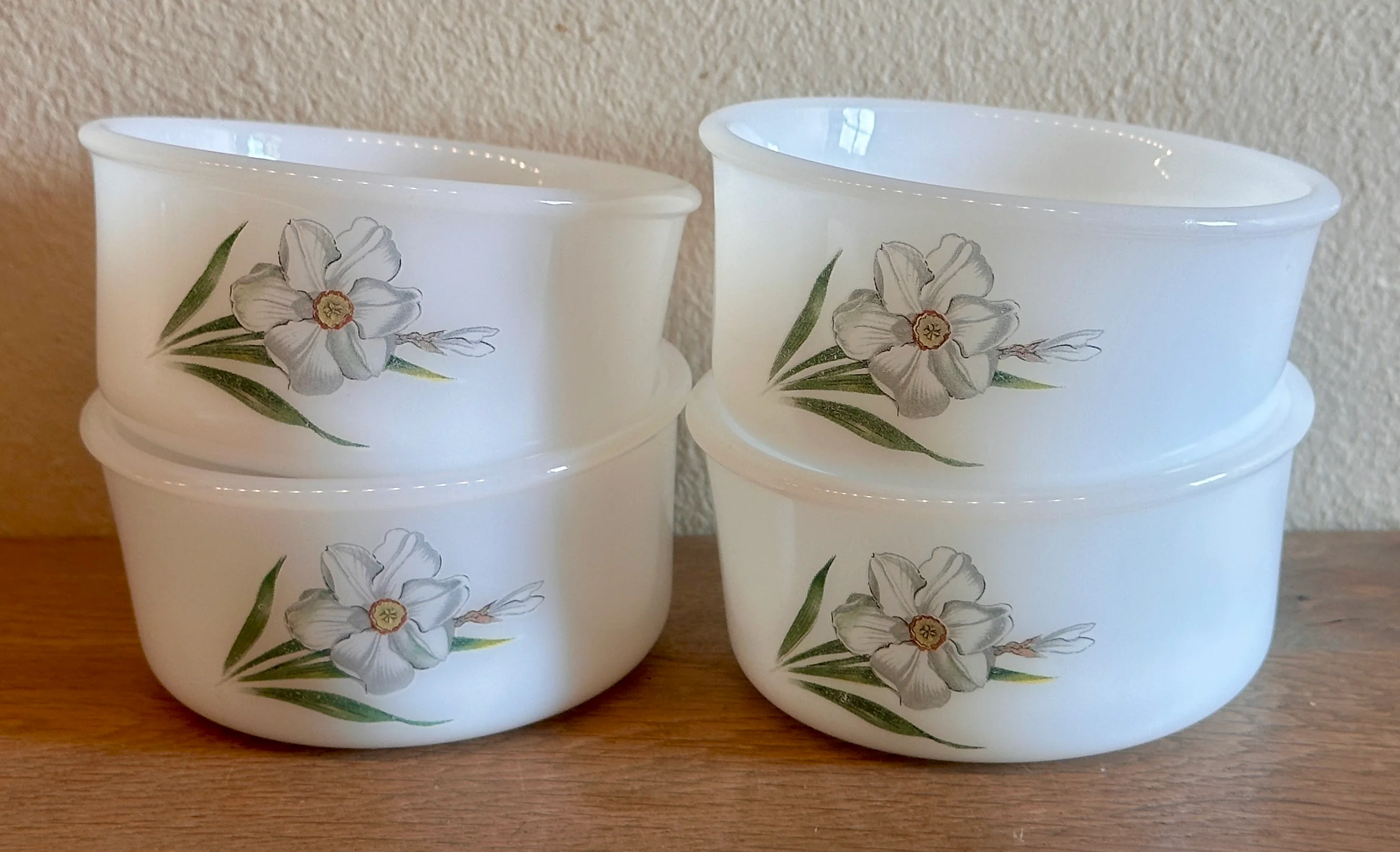 Ramequin / Ovenschaaltje – Arcopal – decor met witte bloem en opschrift PALMAFINA