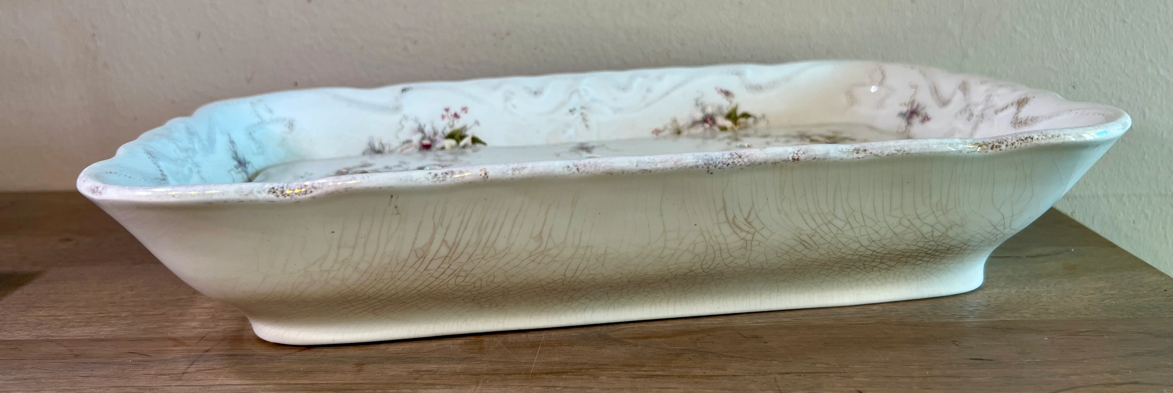 Lekschaal / Schaal – 2-delig rechthoekig – Societe Ceramique Maestricht – decor van gele en witte bloemen
