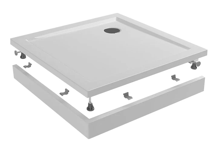 Voorzetpaneel met poten voor douchebak vierkant 90 x 90 x 4 cm glans wit