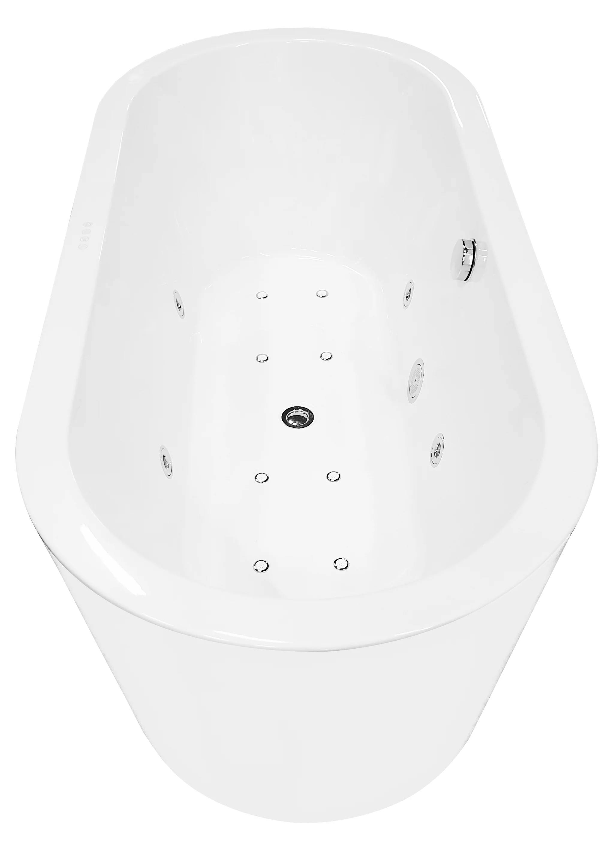 Libero vrijstaand whirlpool ligbad 170×80 cm acryl glans wit met waste chroom