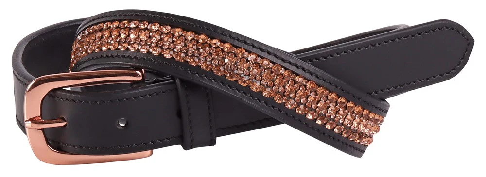 Harry’s Horse Riem Leder Crystal, Black-Rosegold