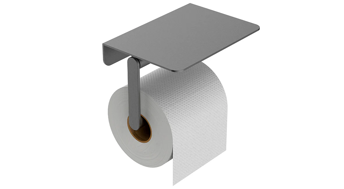 Alonzo toiletrolhouder met planchet gunmetal PVD