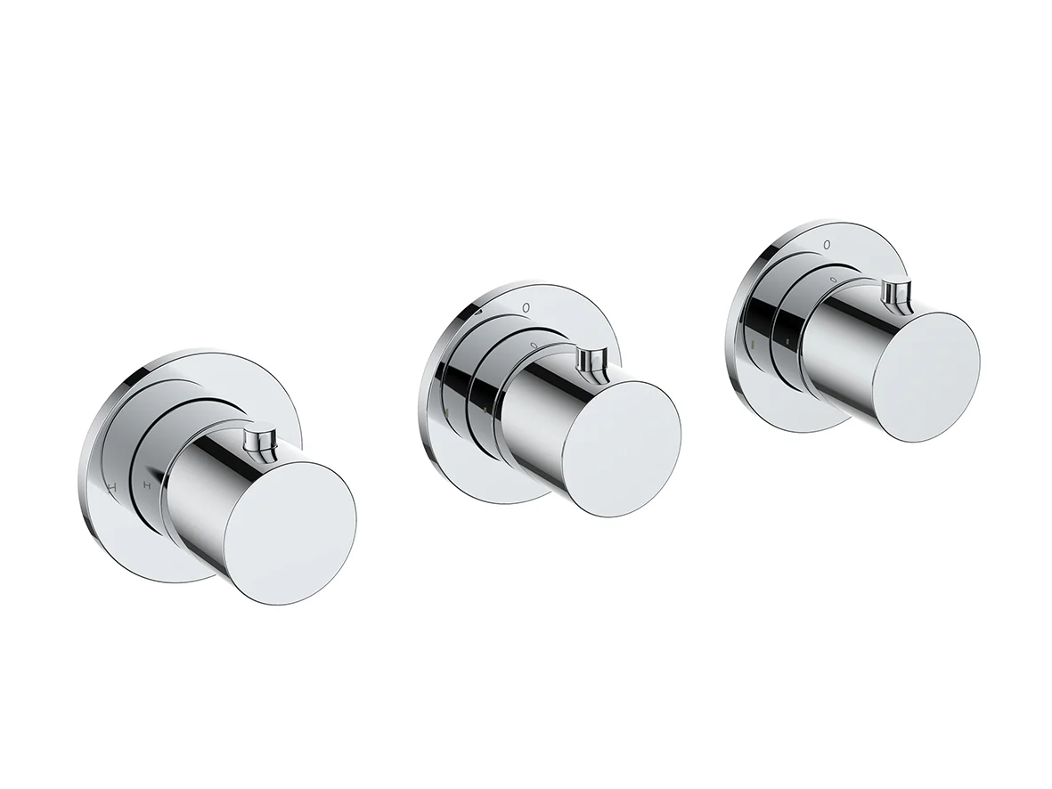 Caral afbouwdeel thermostatische douchekraan met 2 stopkranen chroom