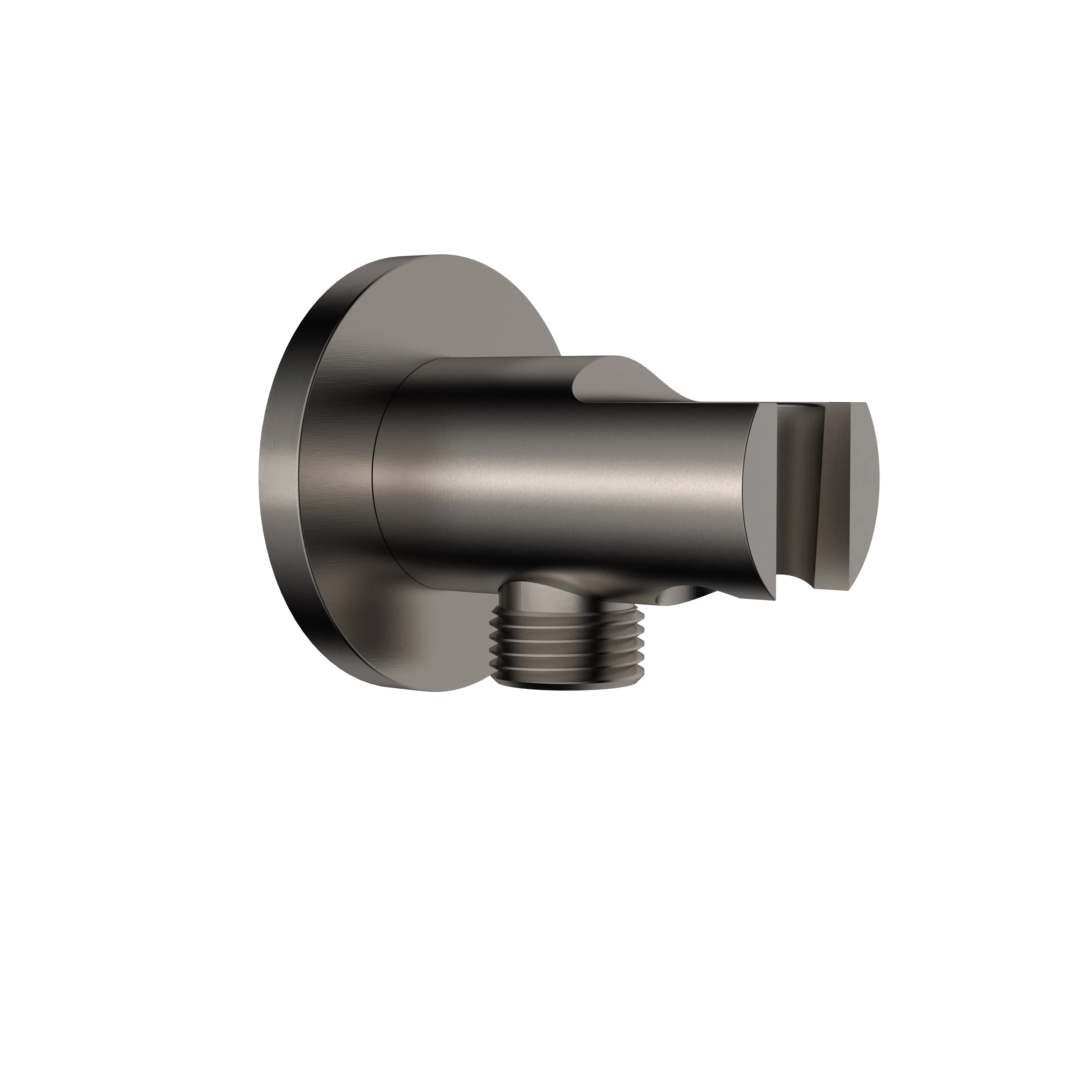 UniMatch wandaansluitbocht met handdouchehouder rond 1/2″ gunmetal PVD