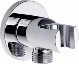 UniMatch wandaansluitbocht met handdouchehouder rond 1/2″ chroom