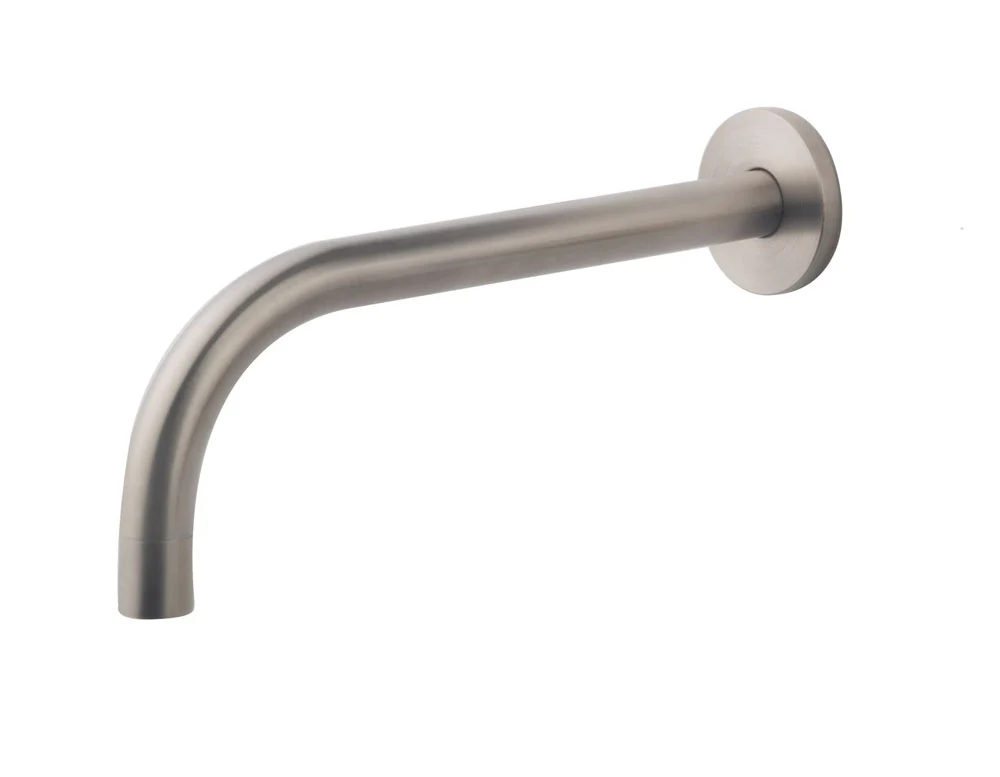 Slim 18mm uitloop rond 20cm 1/2″ geborsteld staal PVD