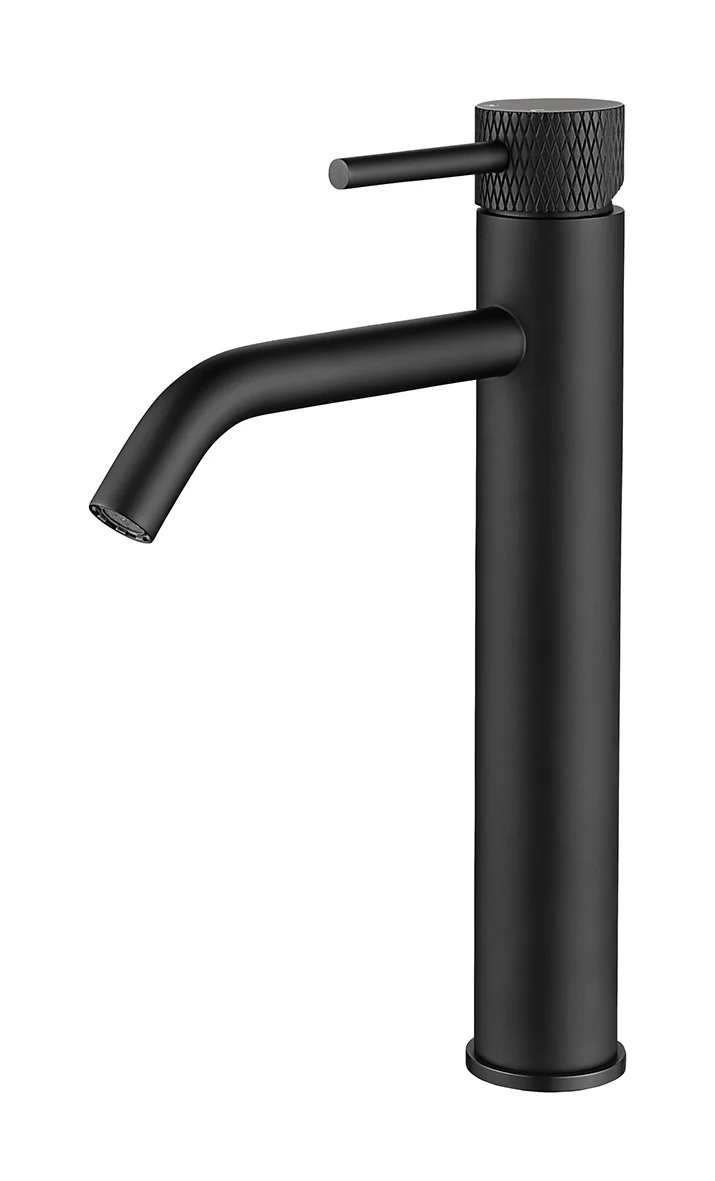 Ribbd XL wastafelkraan hoog met coldstart mat zwart