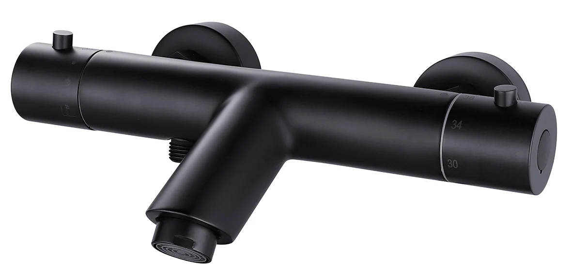 Rio thermostatische badmengkraan 15 cm mat zwart