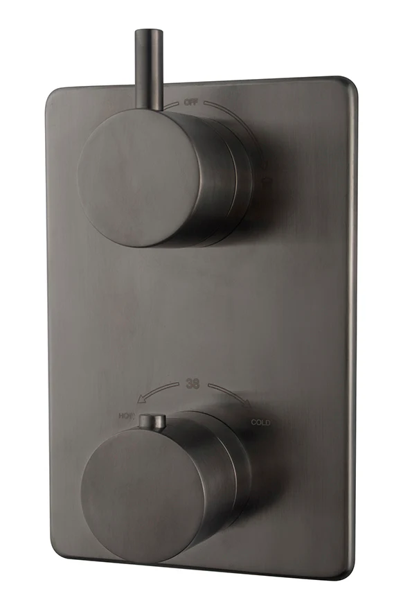 Caral afbouwdeel inbouwthermostaat 2 weg gunmetal PVD
