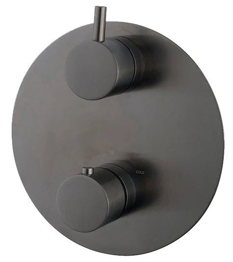 Caral afbouwdeel rond inbouwthermostaat 2 weg gunmetal PVD