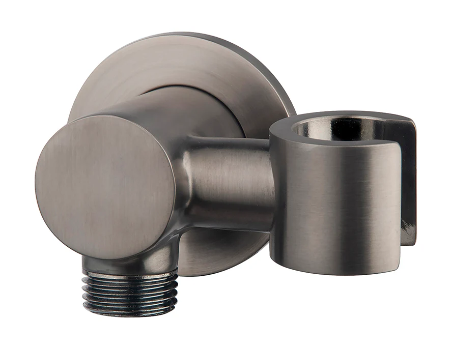 UniMatch wandaansluitbocht met kantelbare handdouchehouder rond 1/2″ gunmetal PVD