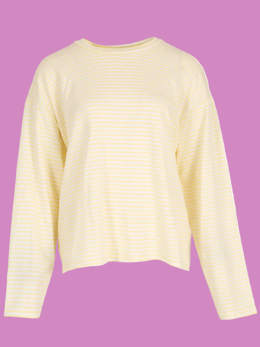 Longsleeve Streep – Wit/Geel