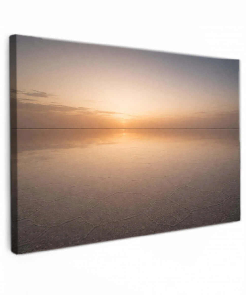 Canvas Schilderij Zonsondergang Zoutvlakte Reflectie Canvas Schilderij Zonsondergang Zoutvlakte Reflectie