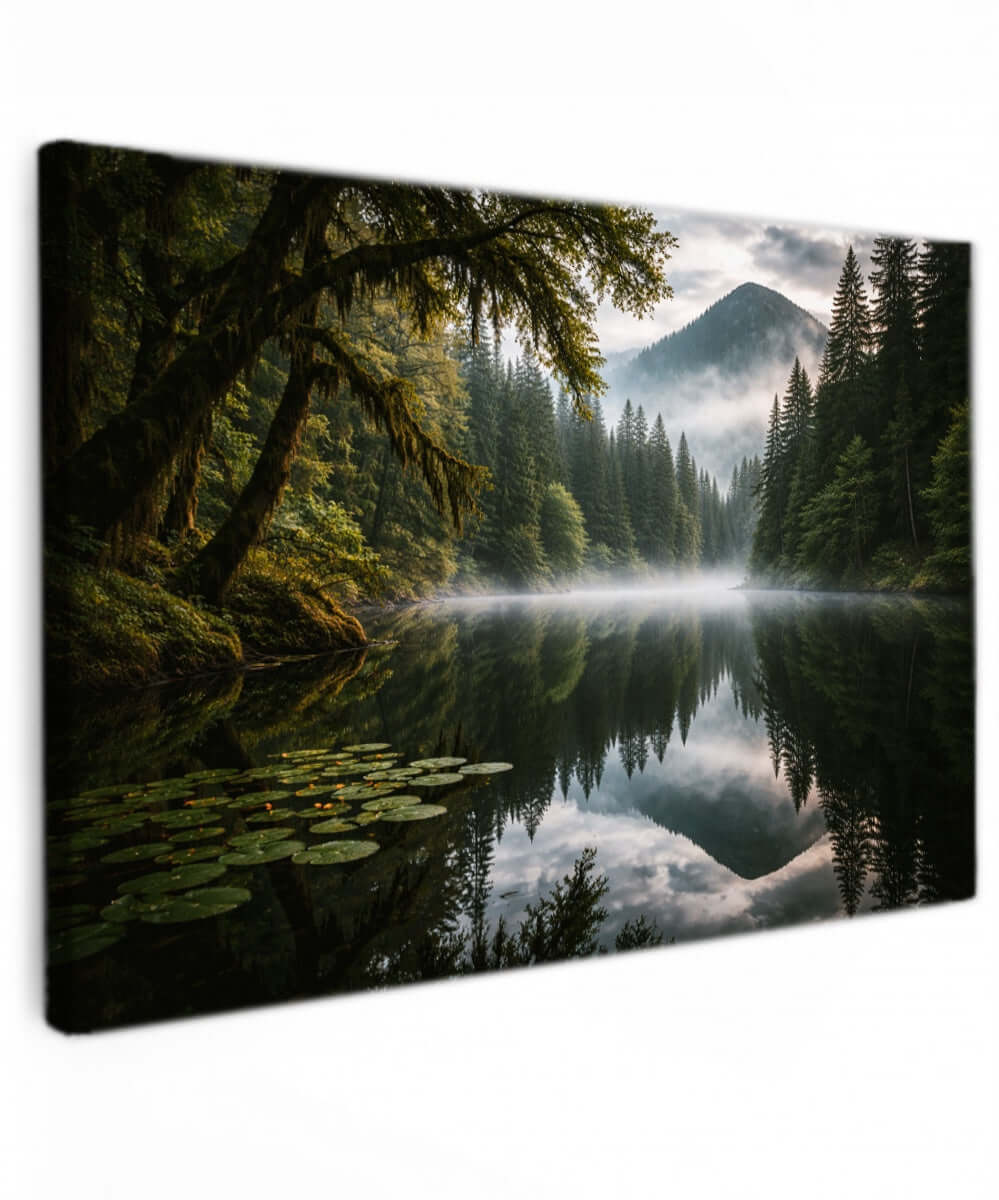 Canvas Schilderij Bosmeer met Waterlelies Canvas Schilderij Bosmeer met Waterlelies