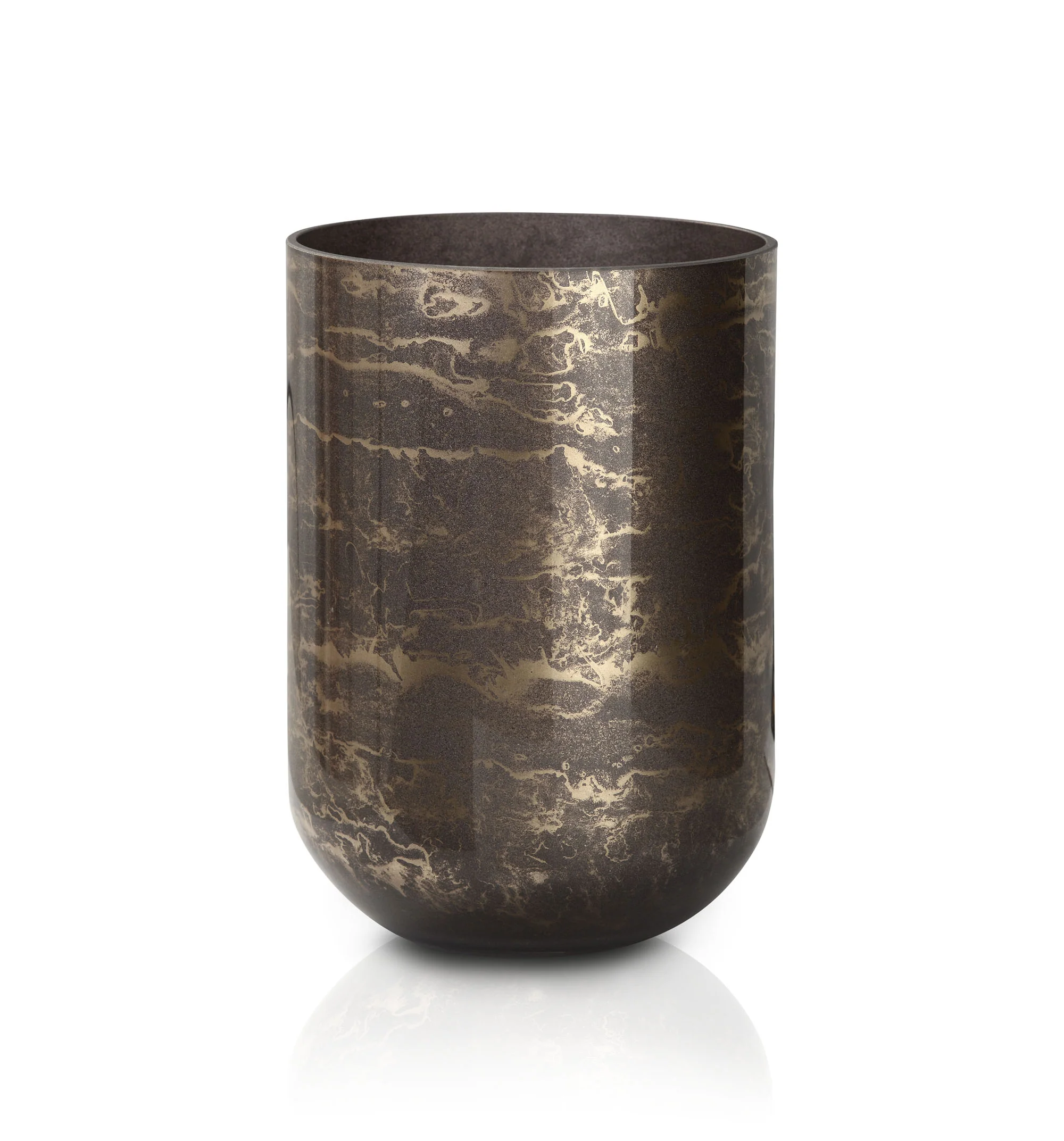 Terroso® Vaas Mokka – Glas Marmer – Hoogte 24 cm