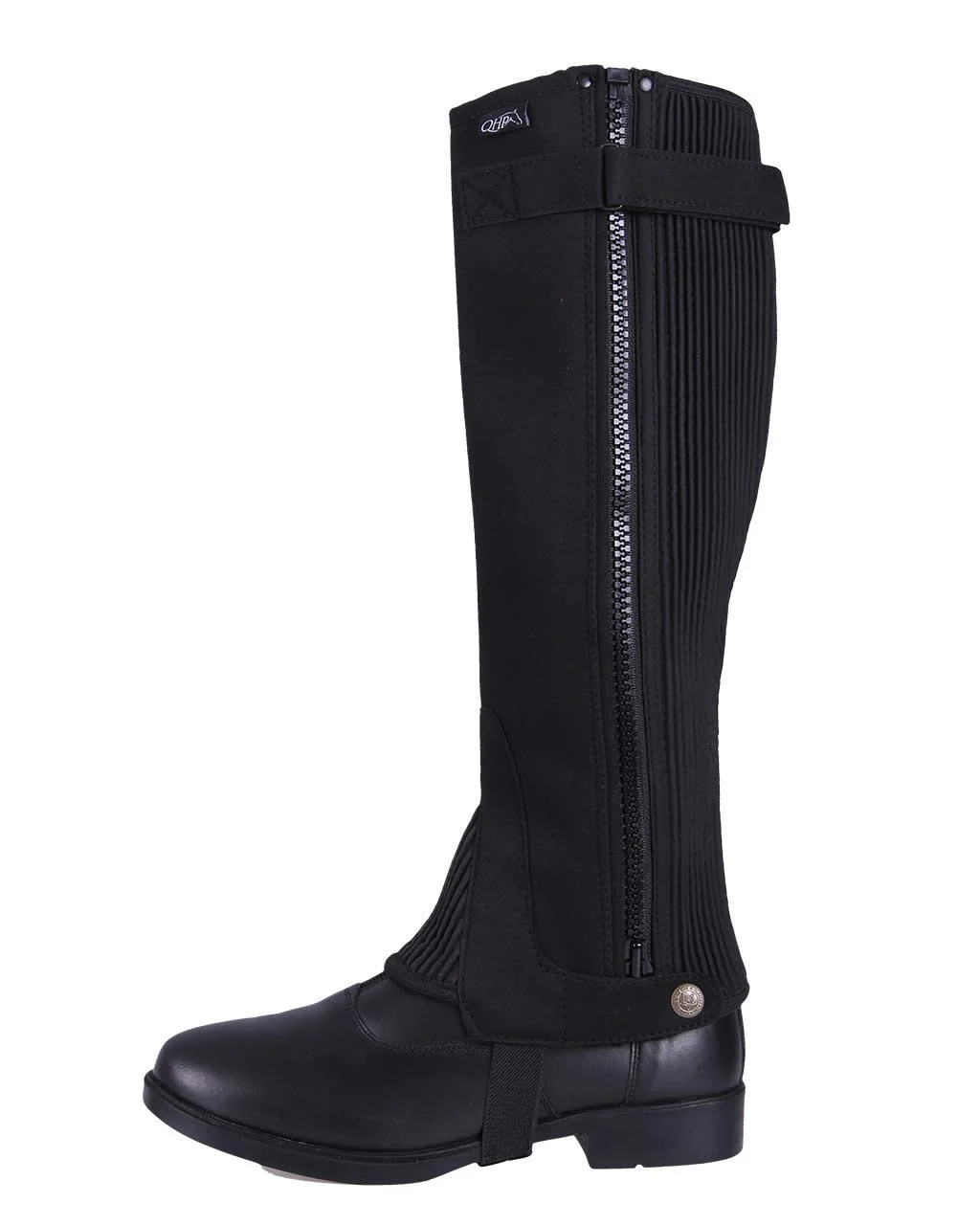 QHP Minichaps Suede Adult, Zwart