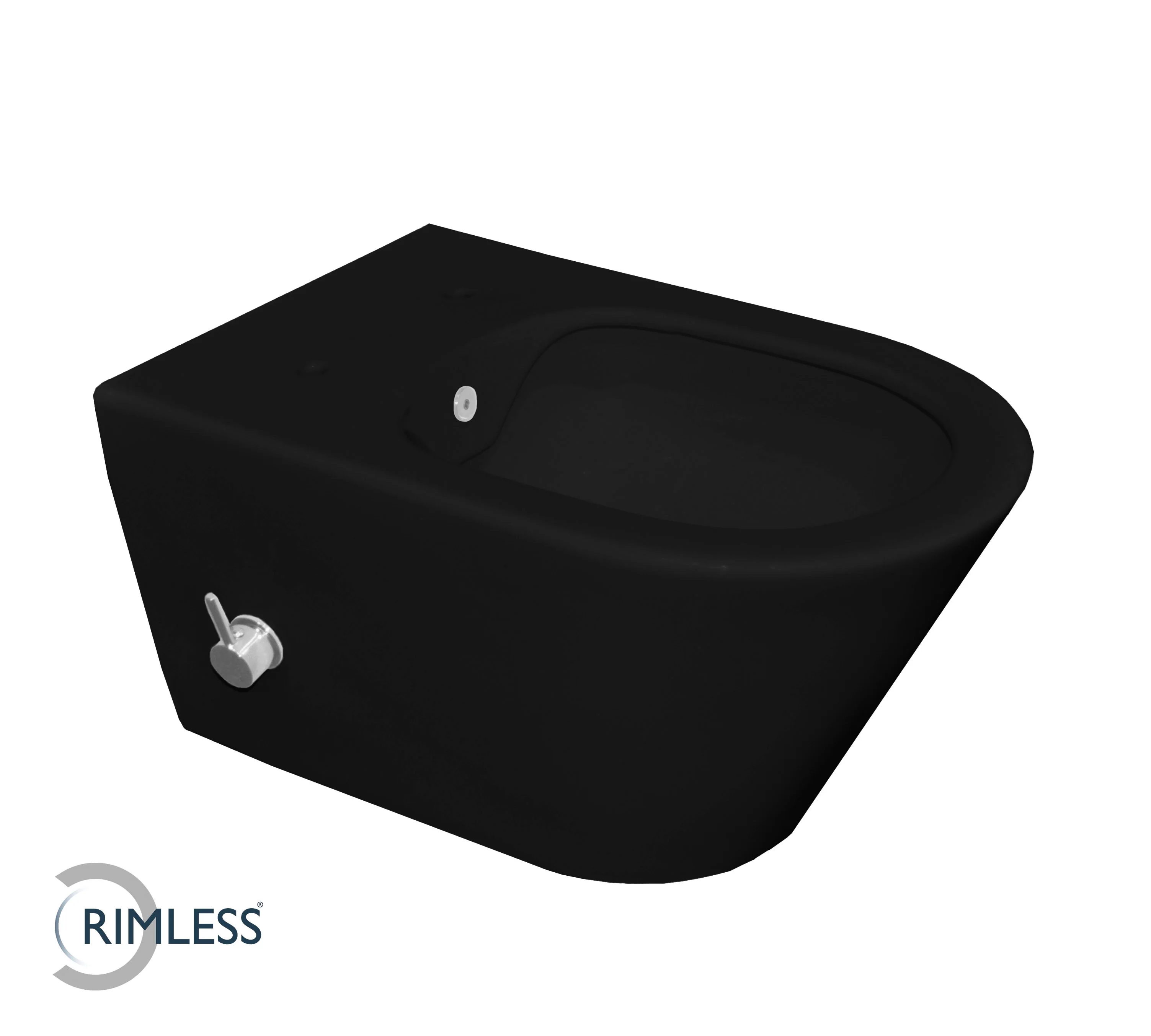 Stereo wandcloset rimless met bidetkraan koudwater mat zwart