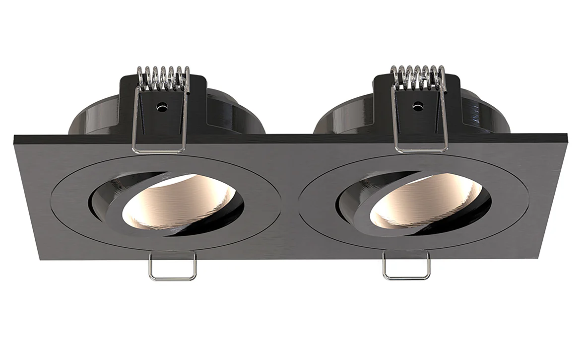 Spotz inbouwspot dubbel dimbaar IP65 gunmetal