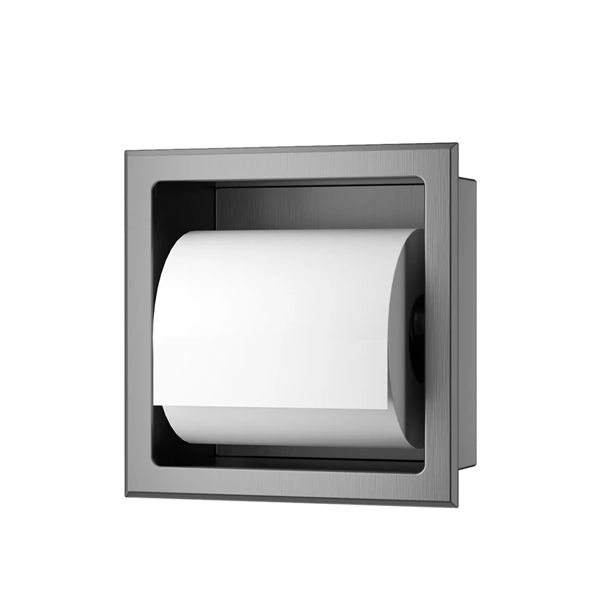 Rocko toiletrolhouder zonder klep inbouw gunmetal PVD