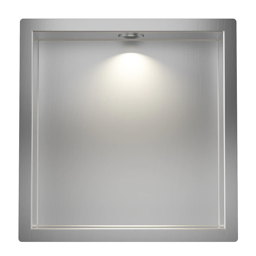 Demis inbouwnis met LED 30 x 30 x 7 cm RVS
