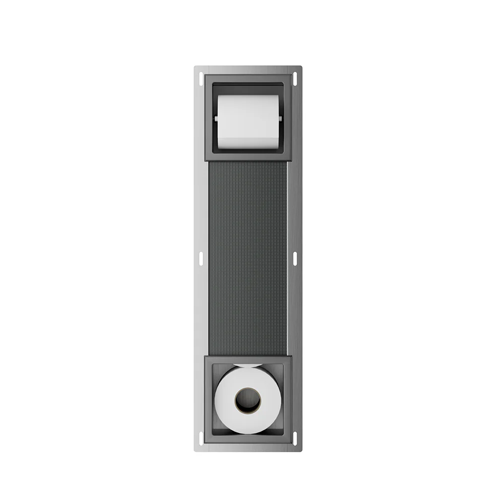 Rocko toiletrolhouder zonder klep en reserverolhouder inbouw gunmetal