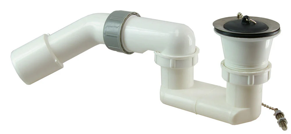 Douchebaksifon met plug 1 1/2″ PVC wit