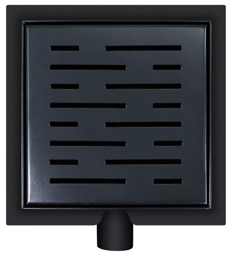 Doucheput met flens en zijuitlaat 15×15 cm mat zwart