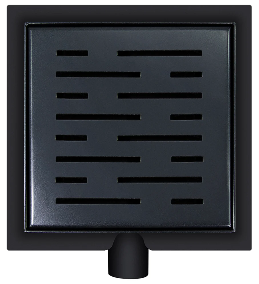 Doucheput met flens en zijuitlaat 20×20 cm mat zwart