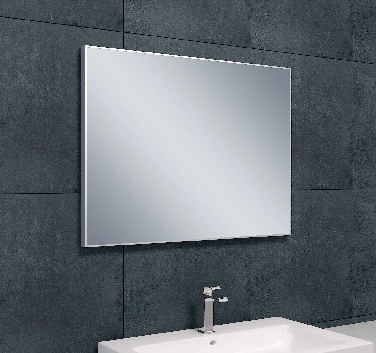 Serra spiegel rechthoek met lijst 80 x 60 x 2,1 cm aluminium