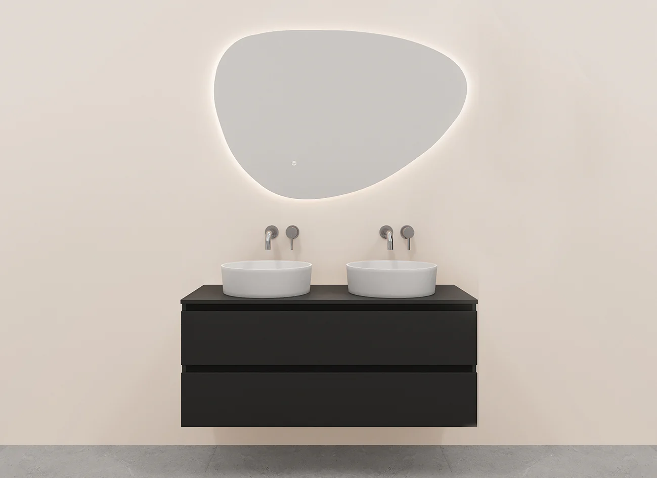 Alvara onderkast met 2 laden  2 uitsparingen 120 x 46 cm mat zwart